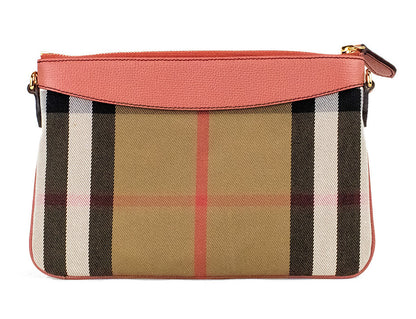 Burberry Peyton House Check Derby kanelröd axelväska i läder