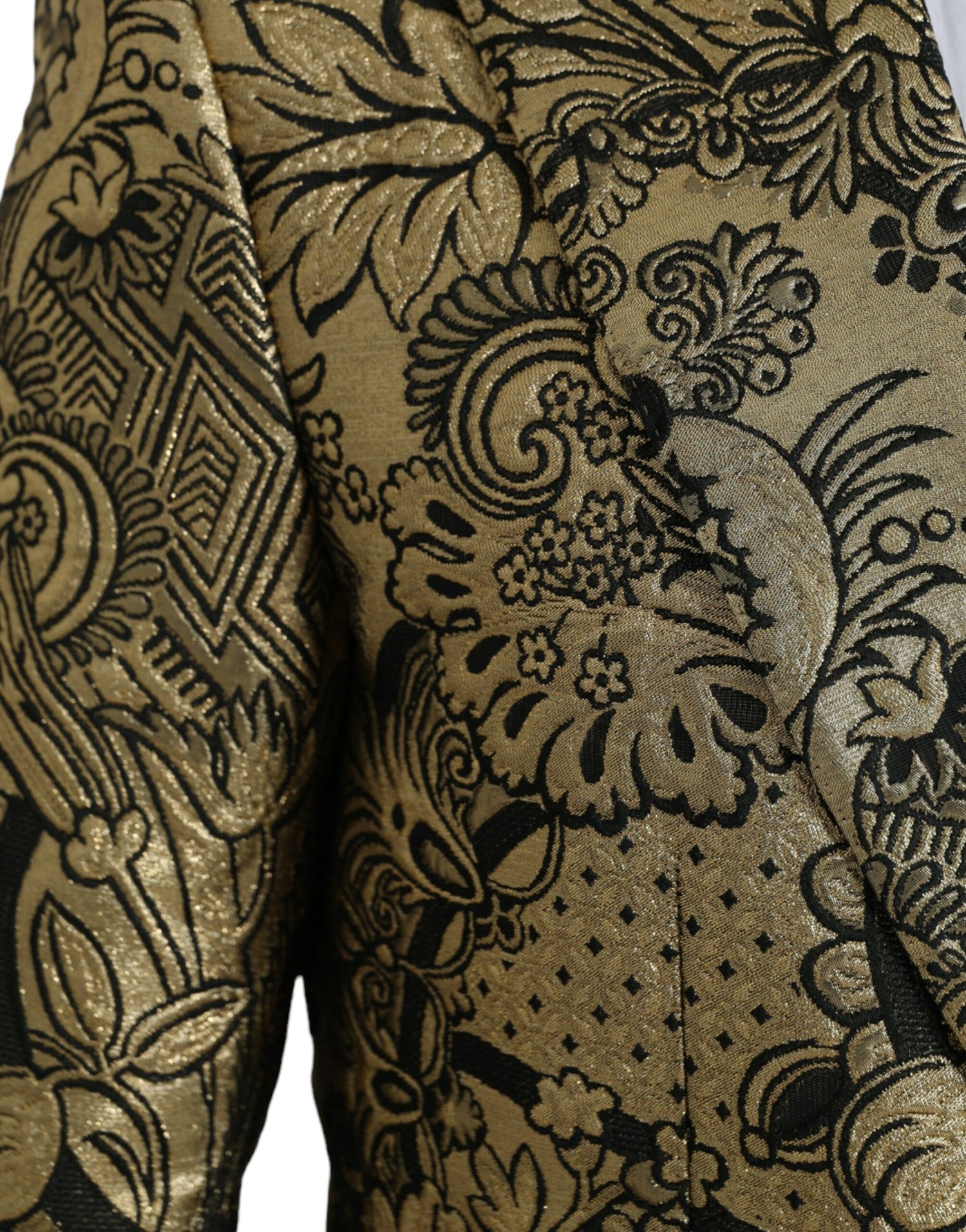 Dolce &amp;amp; Gabbana Guldfärgad SICILIA Jacquard Enkelknäppt Kavaj