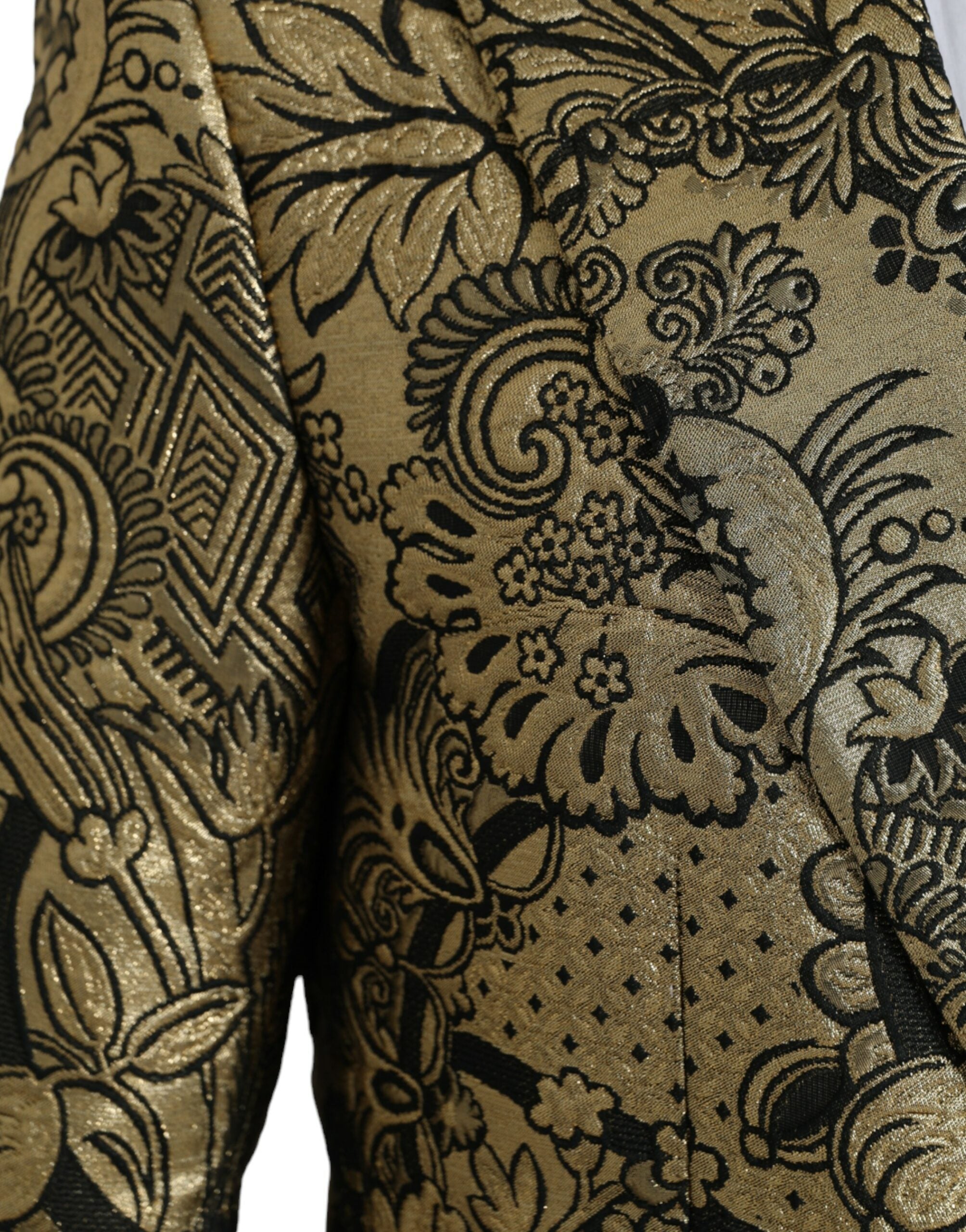 Dolce &amp;amp; Gabbana Guldfärgad SICILIA Jacquard Enkelknäppt Kavaj