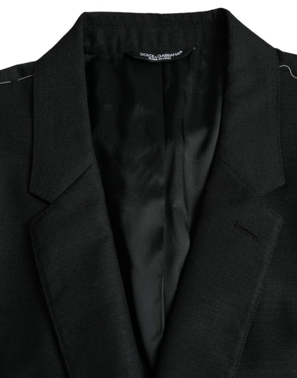 Dolce &amp;amp; Gabbana Svart Ullkavaj Enkelknäppt Kappa