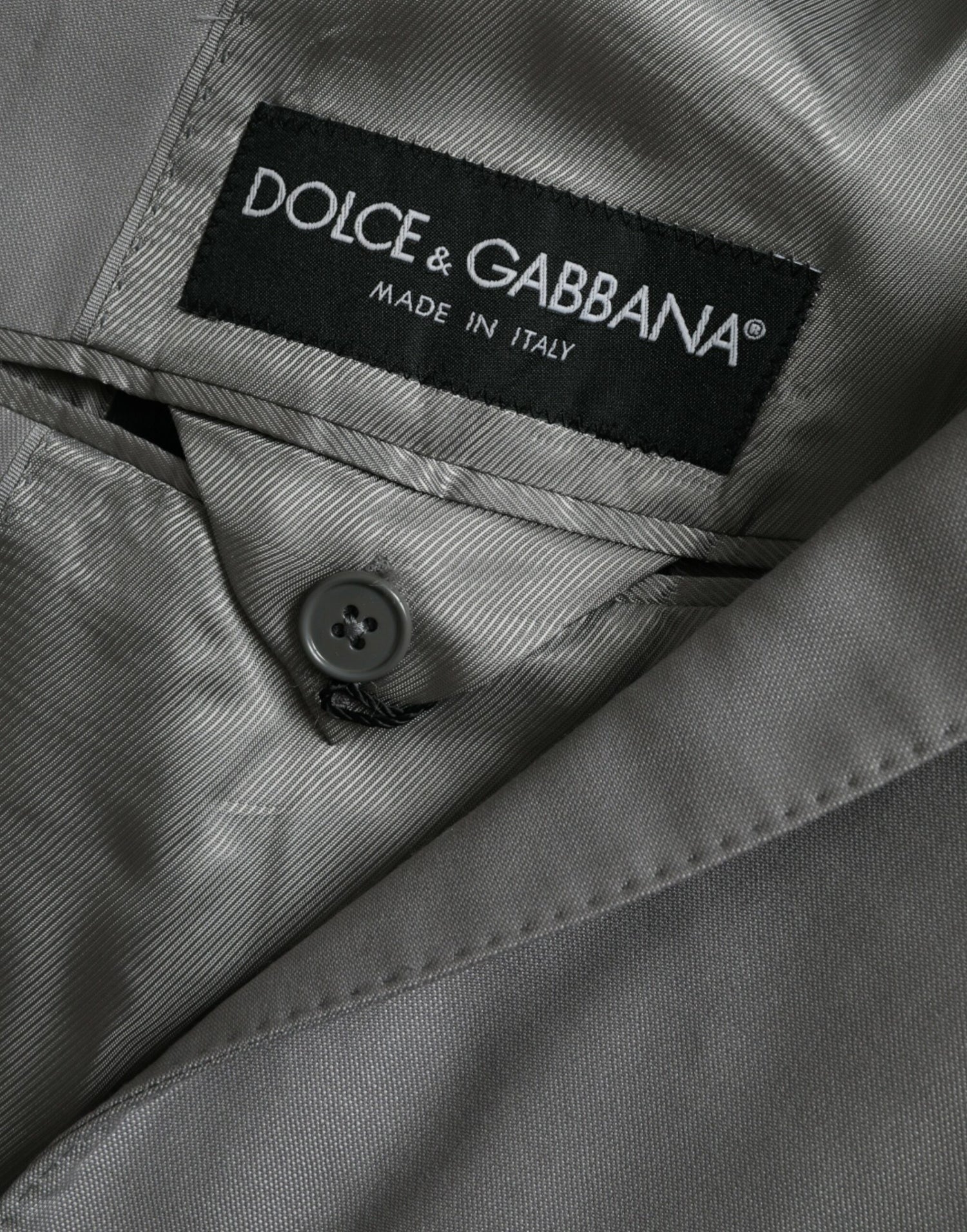 Dolce &amp;amp; Gabbana Grå Ull Peak Enkelknäppt Kavaj