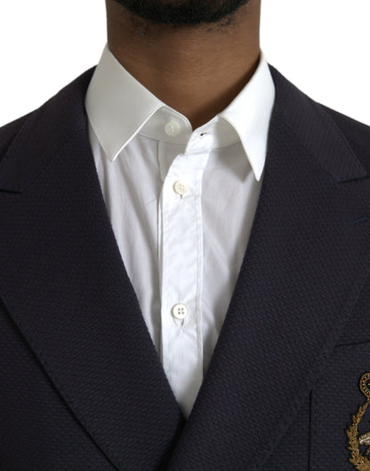 Dolce &amp;amp; Gabbana Mörkblå Crown Bee Dubbelknäppt Kavaj