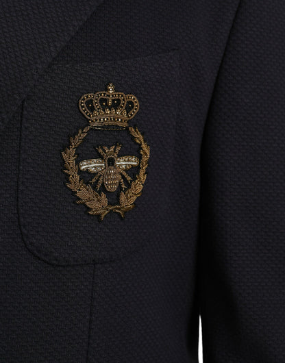 Dolce &amp;amp; Gabbana Mörkblå Crown Bee Dubbelknäppt Kavaj