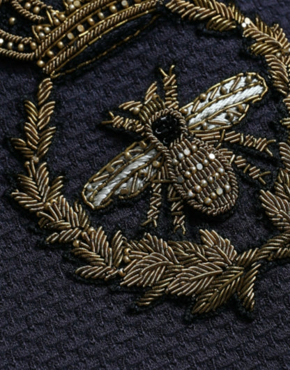 Dolce &amp;amp; Gabbana Mörkblå Crown Bee Dubbelknäppt Kavaj