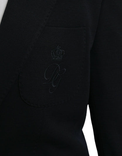 Dolce &amp;amp; Gabbana Svart Ullkavaj med Enkelknäppt Skydd