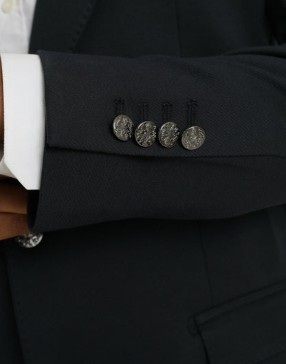 Dolce &amp;amp; Gabbana Mörkblå Bomulls Enkelknäppt Kavaj