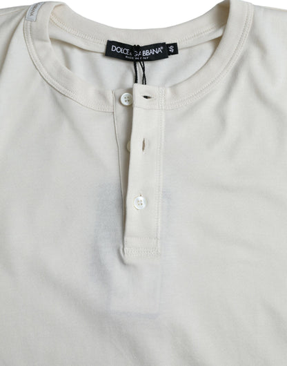 Dolce &amp;amp; Gabbana Off White bomullströja med rund halsringning