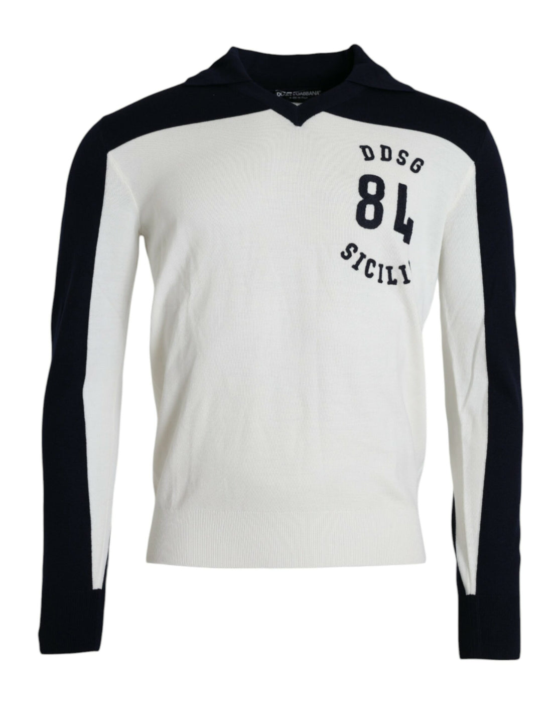 Dolce &amp;amp; Gabbana Vit Svart SICILIA Henley Skjorttröja