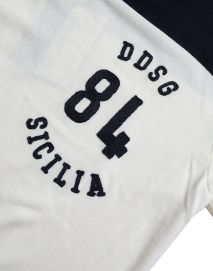 Dolce &amp;amp; Gabbana Vit Svart SICILIA Henley Skjorttröja