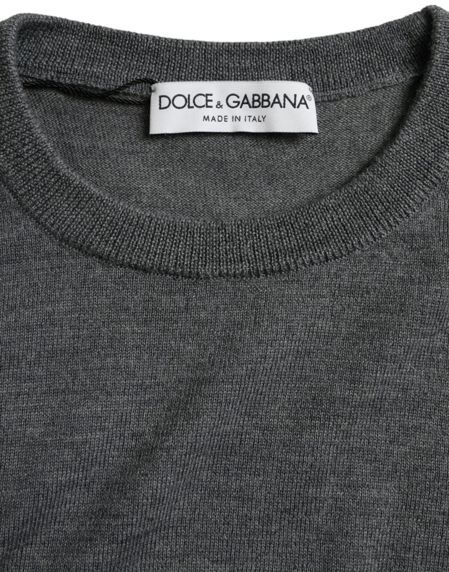 Dolce &amp;amp; Gabbana Mörkgrå Ull Rund Halsad Pullovertröja