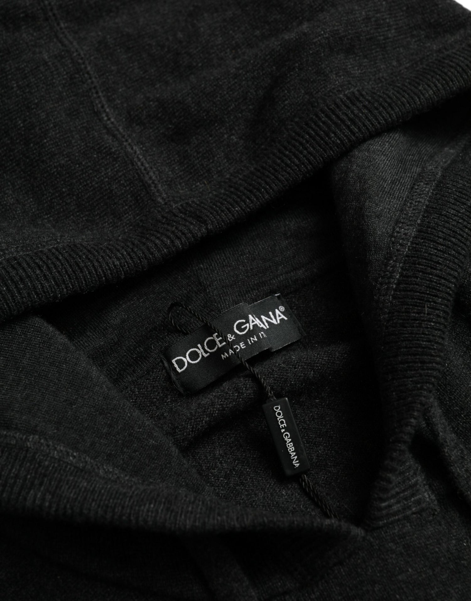 Dolce &amp;amp; Gabbana Mörkgrå Kashmirtröja med Huva