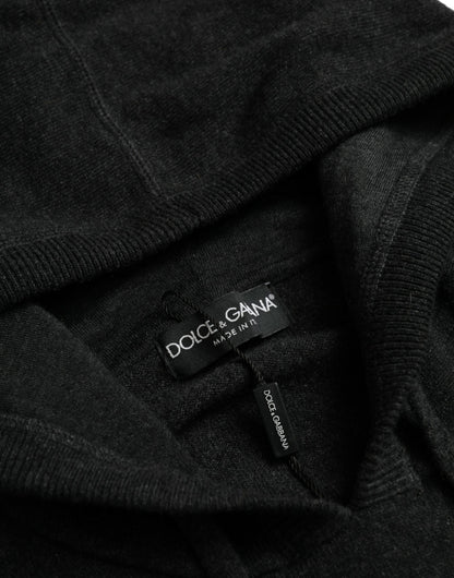 Dolce &amp;amp; Gabbana Mörkgrå Kashmirtröja med Huva