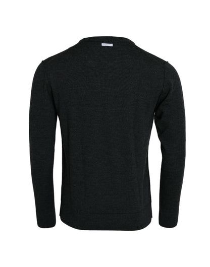 Dolce &amp;amp; Gabbana Mörkgrå Ull Rund Halsad Pullovertröja