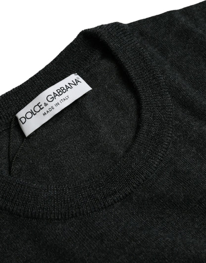 Dolce &amp;amp; Gabbana Mörkgrå Ull Rund Halsad Pullovertröja