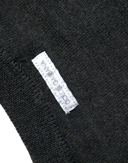 Dolce &amp;amp; Gabbana Mörkgrå Ull Rund Halsad Pullovertröja