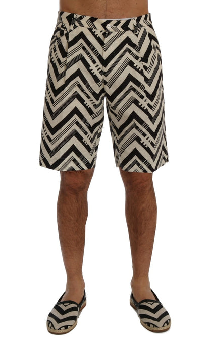 Dolce &amp;amp; Gabbana Vita Svarta Randiga Bomullslinne Shorts