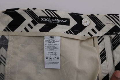 Dolce &amp;amp; Gabbana Vita Svarta Randiga Bomullslinne Shorts