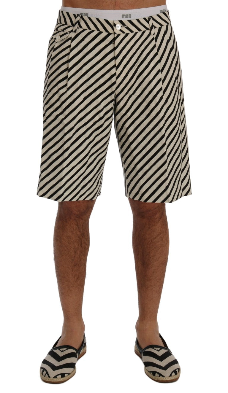 Dolce &amp;amp; Gabbana Vita Svarta Randiga Hampa Casual Shorts