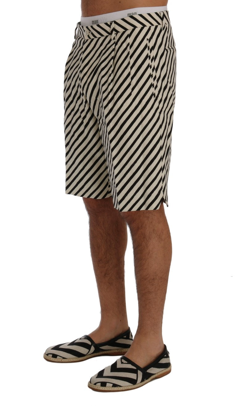 Dolce &amp;amp; Gabbana Vita Svarta Randiga Hampa Casual Shorts