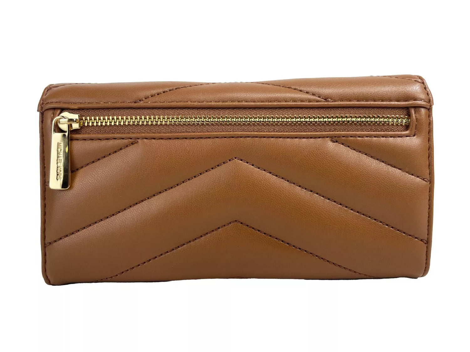 Michael Kors Jet Set Travel Stor Quilted Läder Trifold Plånbok Brun