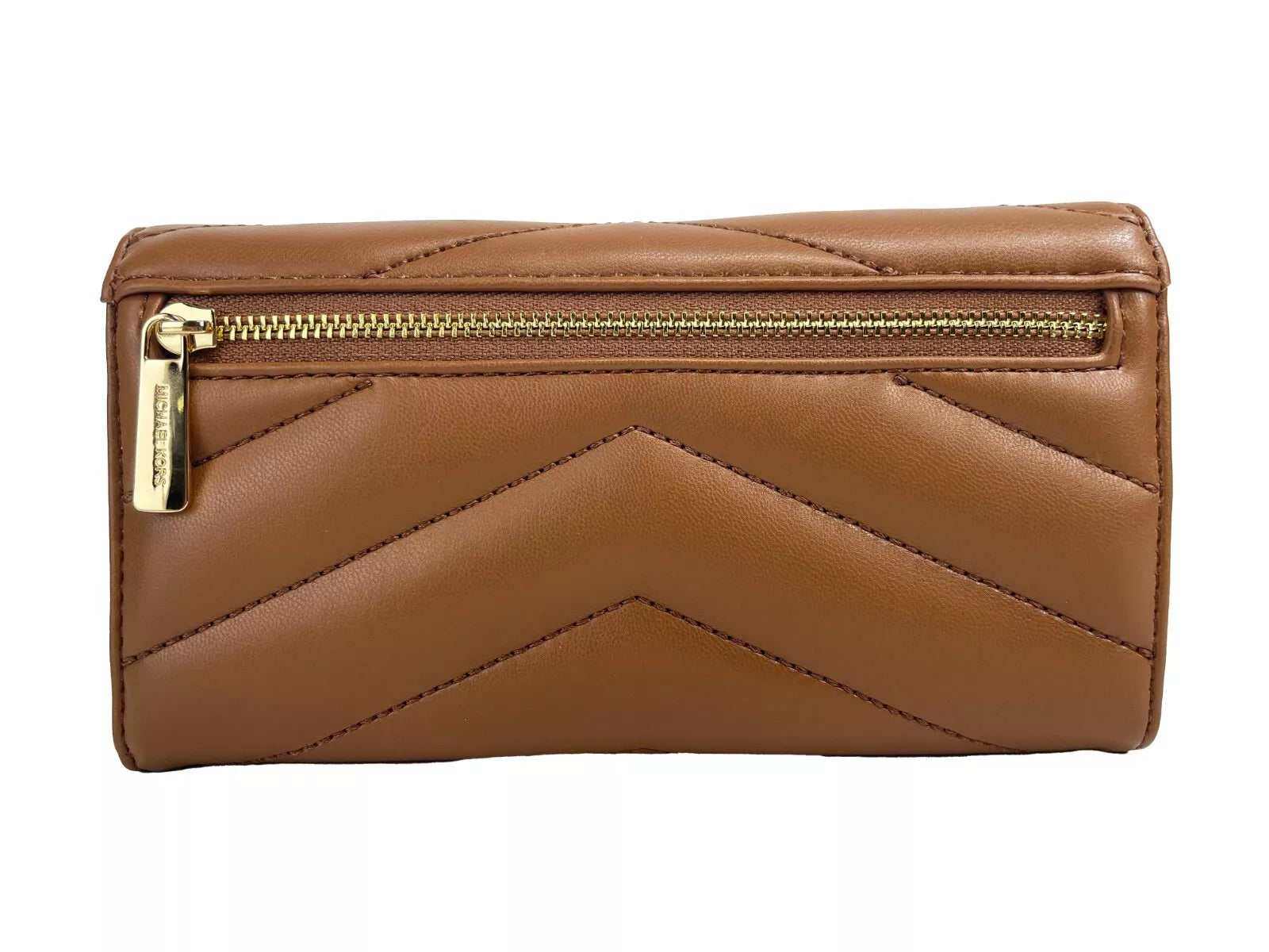 Michael Kors Jet Set Travel Stor Quilted Läder Trifold Plånbok Brun