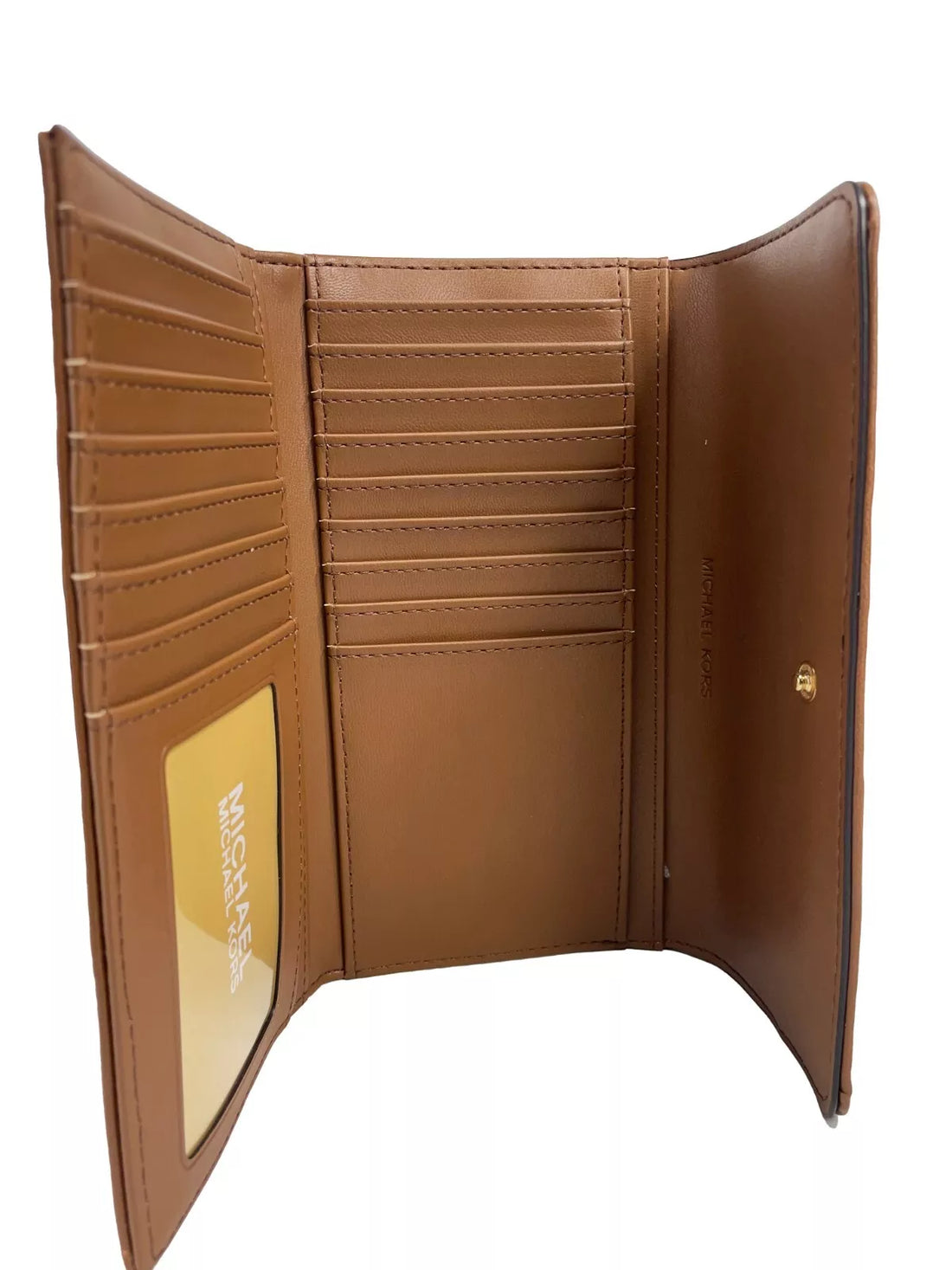 Michael Kors Jet Set Travel Stor Quilted Läder Trifold Plånbok Brun