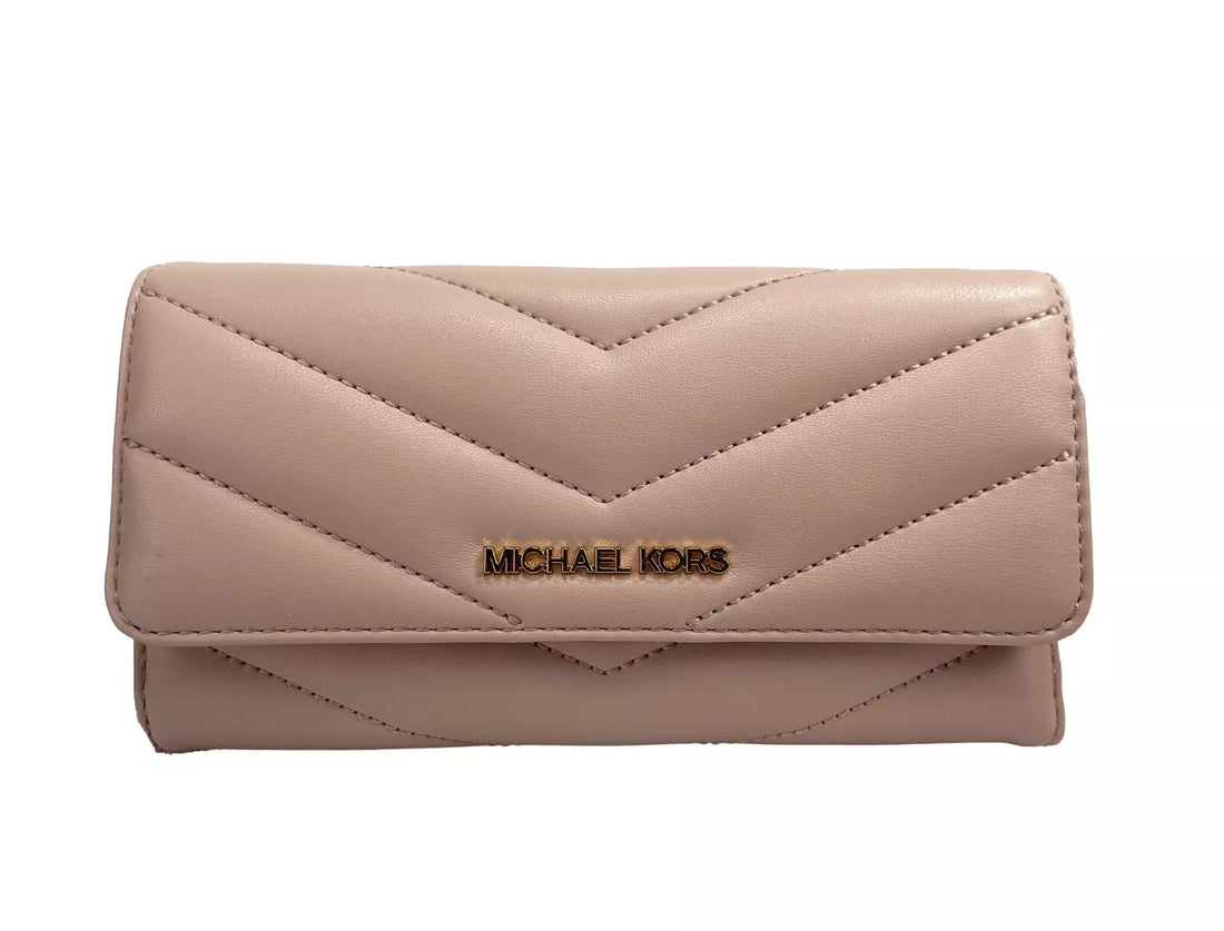 Michael Kors Jet Set Travel Stor Quilted Läder Trifold Plånbok Puderblush