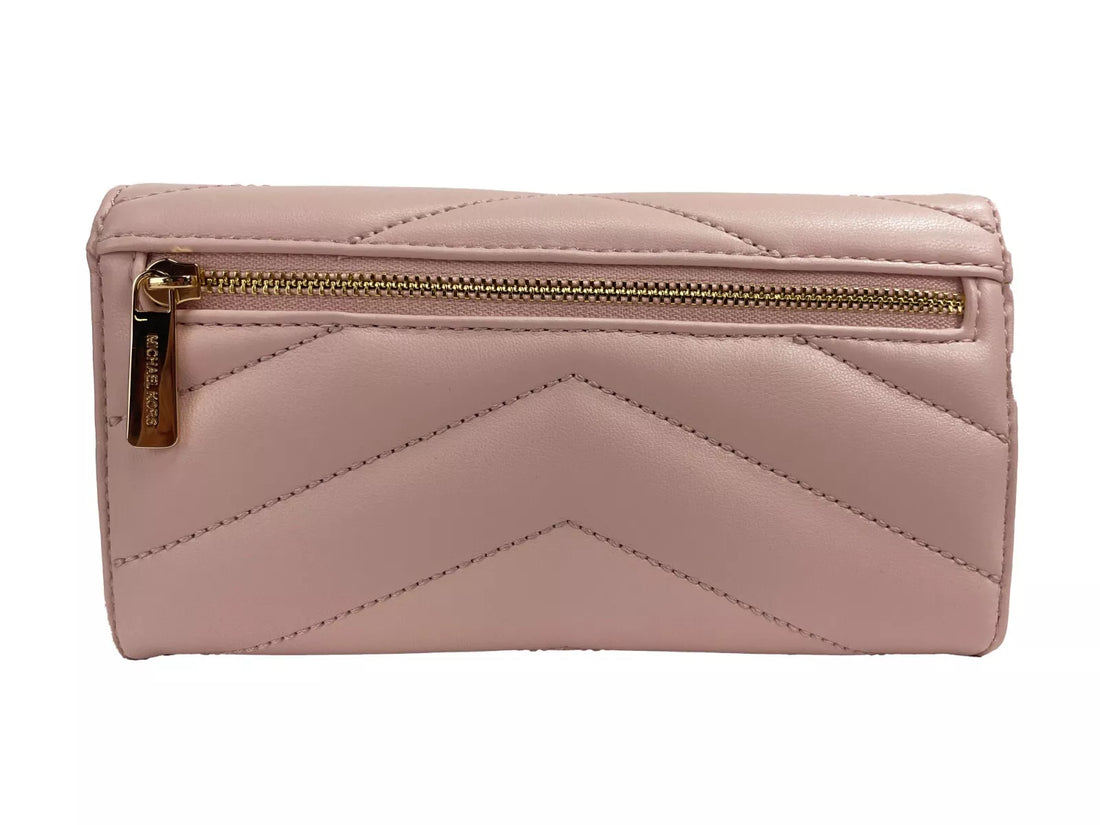 Michael Kors Jet Set Travel Stor Quilted Läder Trifold Plånbok Puderblush