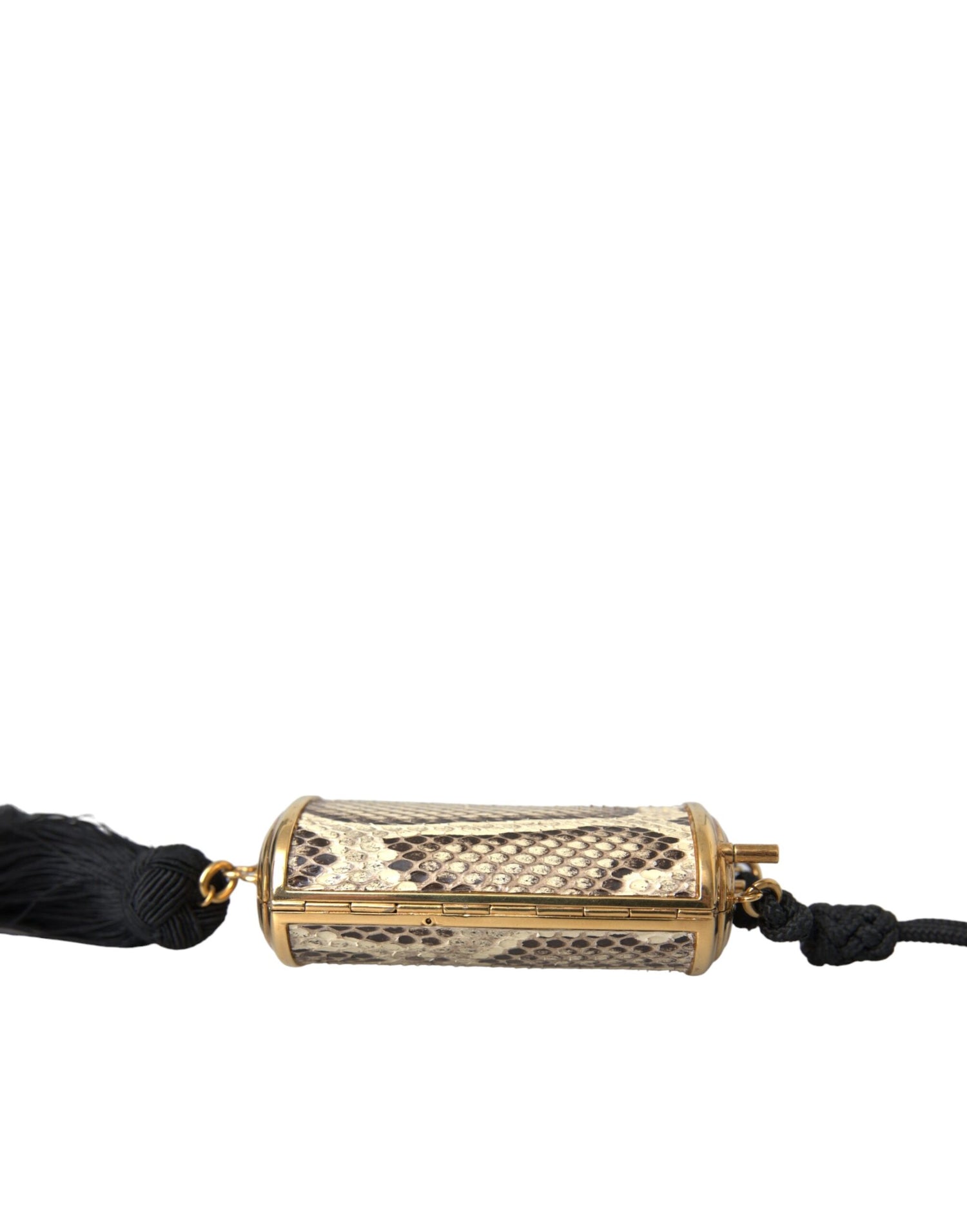 Dolce &amp;amp; Gabbana Beige Exotisk Läder Mini Spegel Tassel Sminkväska