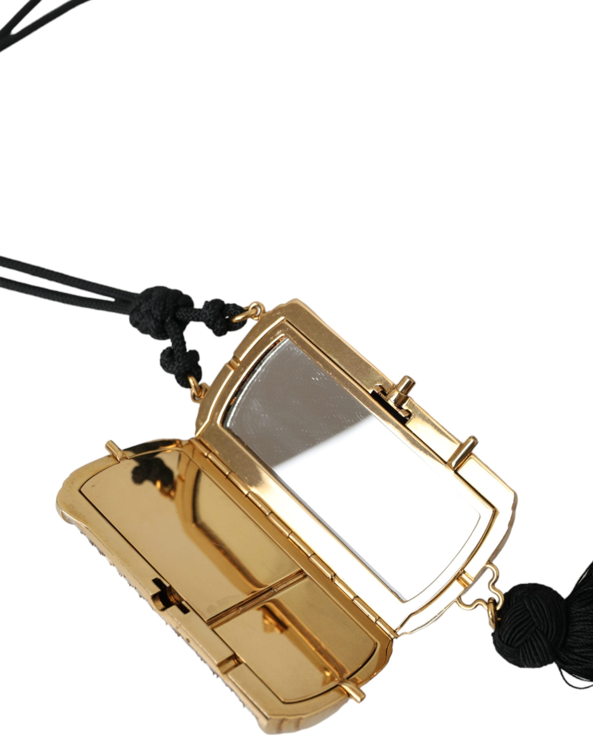Dolce &amp;amp; Gabbana Beige Exotisk Läder Mini Spegel Tassel Sminkväska