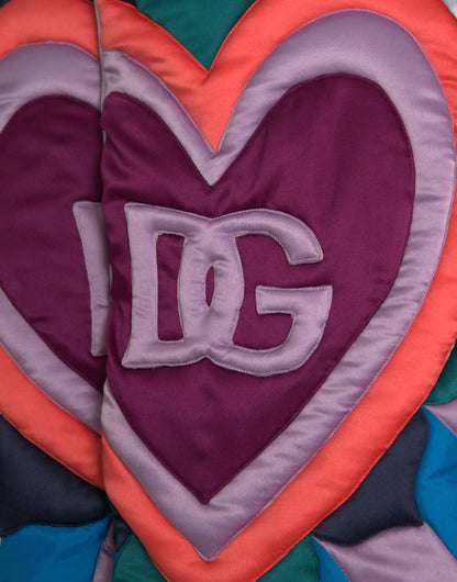 Dolce &amp;amp; Gabbana Flerfärgad Hjärtlogga Pufferjacka med Huva