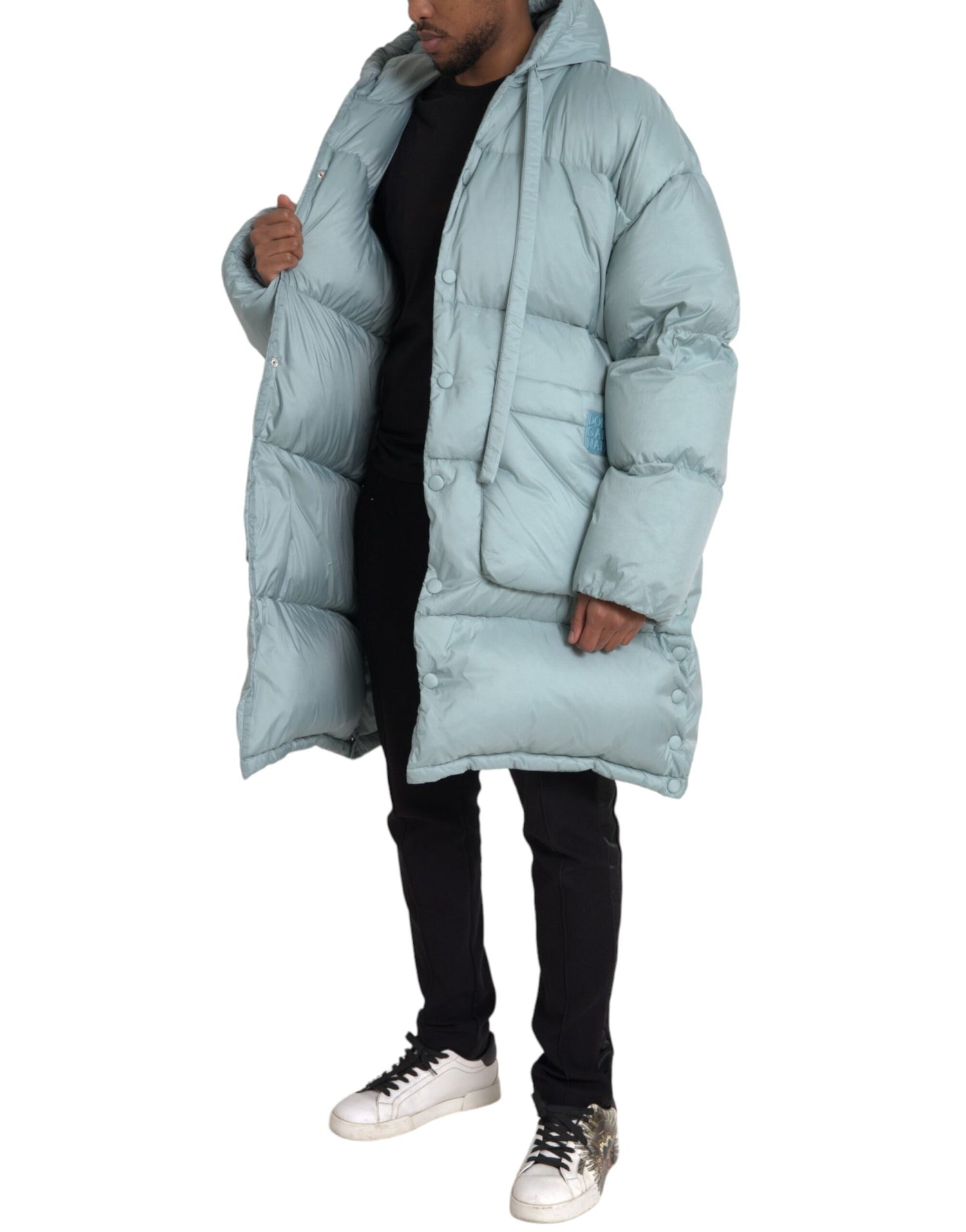 Dolce &amp;amp; Gabbana Ljusblå Quilted Hooded Puffer Jacket Herr