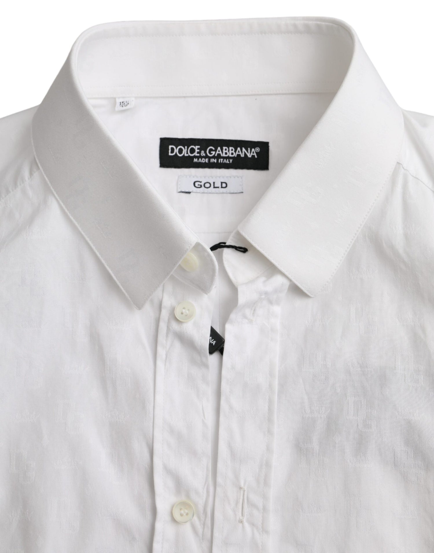 Dolce &amp;amp; Gabbana Vit Bomull Långärmad Klänning GULD Skjorta