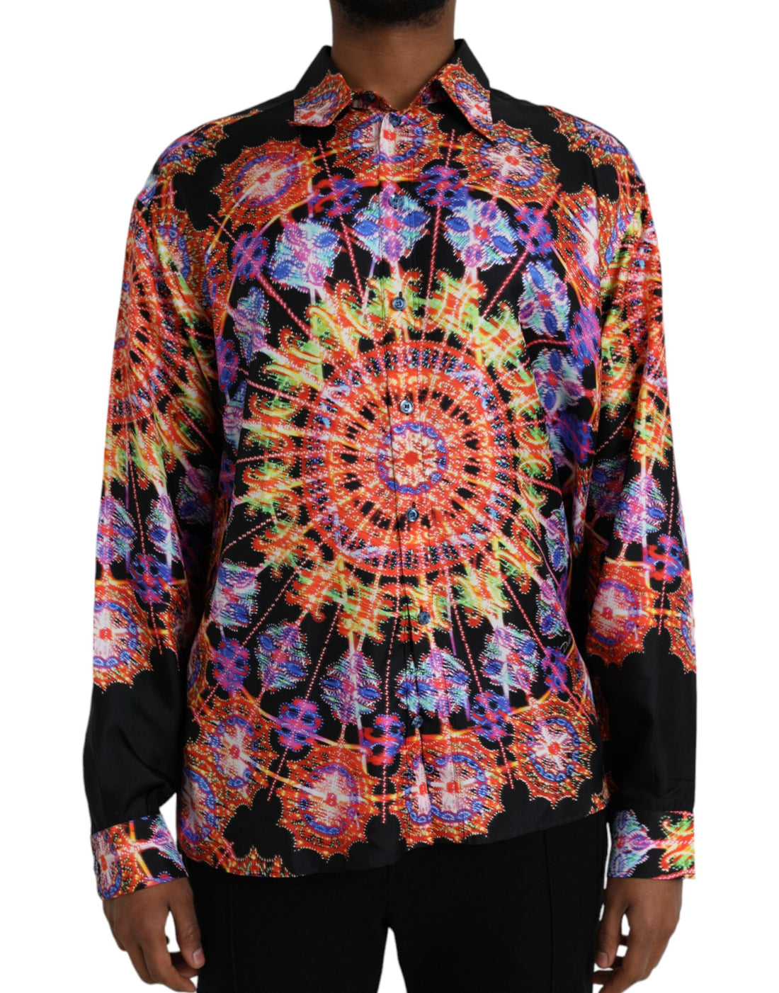 Dolce &amp;amp; Gabbana Multicolor Luminarie Silk Men Casual Shirt