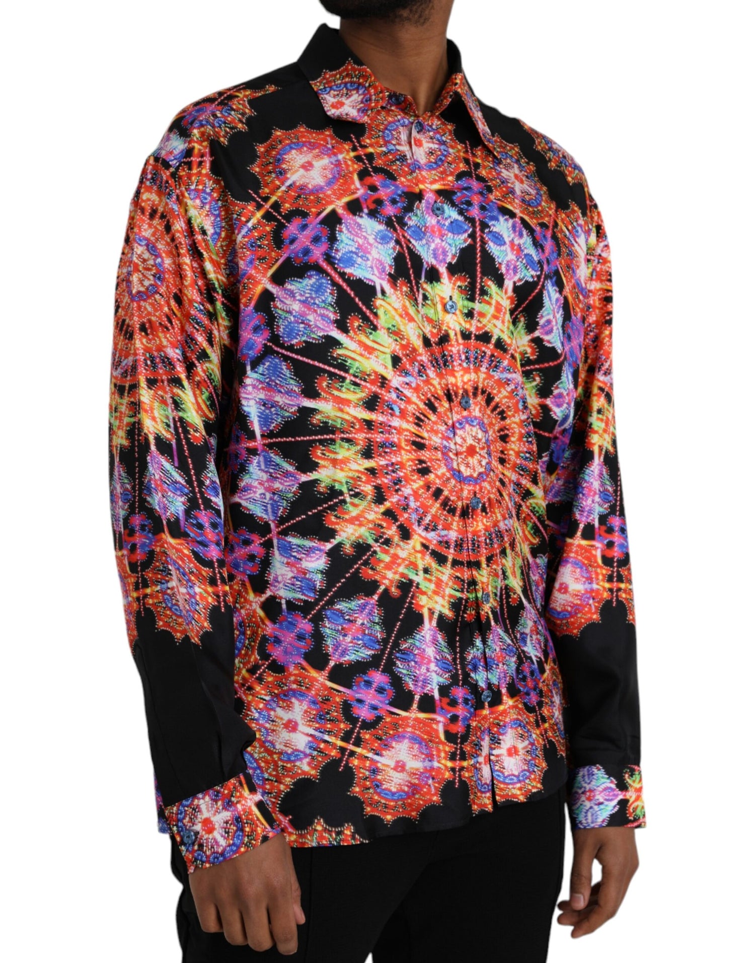 Dolce &amp;amp; Gabbana Multicolor Luminarie Silk Men Casual Shirt