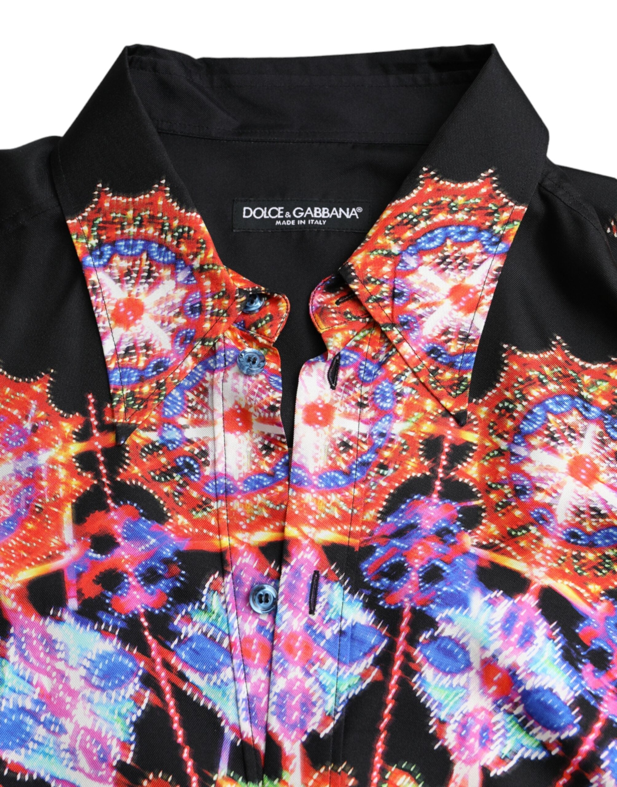 Dolce &amp;amp; Gabbana Multicolor Luminarie Silk Men Casual Shirt