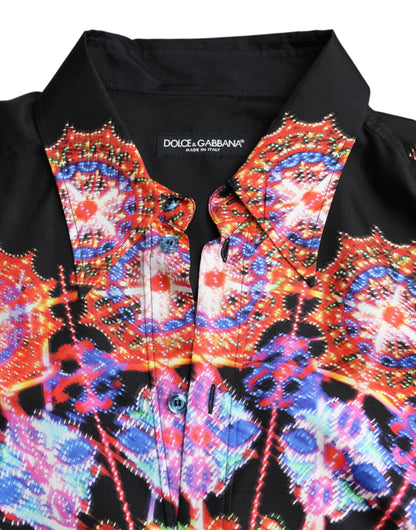 Dolce &amp;amp; Gabbana Multicolor Luminarie Silk Men Casual Shirt