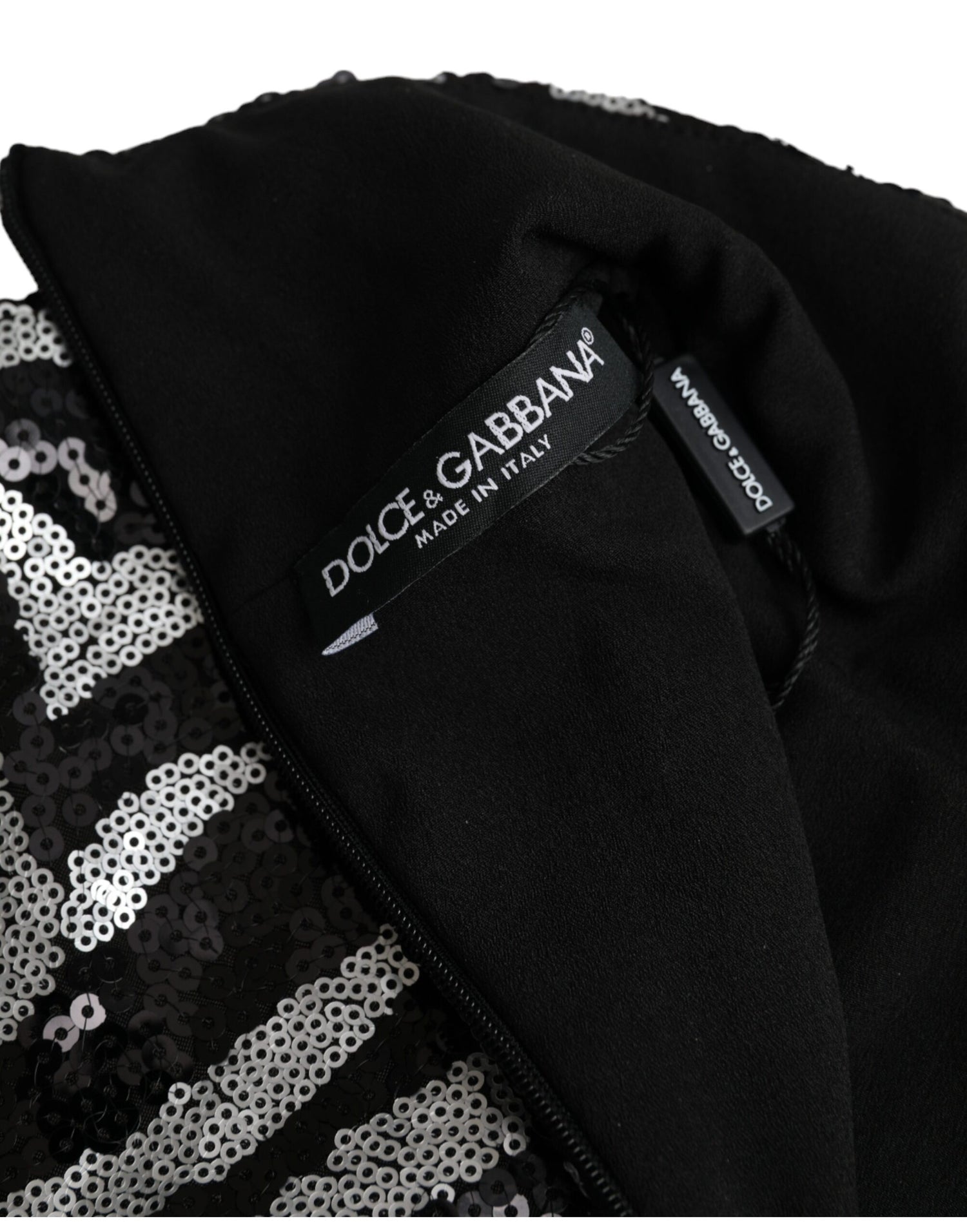 Dolce &amp;amp; Gabbana Svart Silver Paljettprydd Polyestertröja