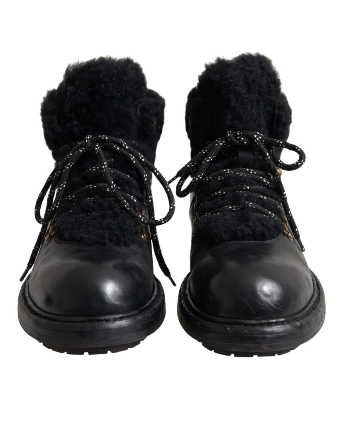 Dolce &amp;amp; Gabbana Svarta Läder Bernini Shearling Stövlar Skor