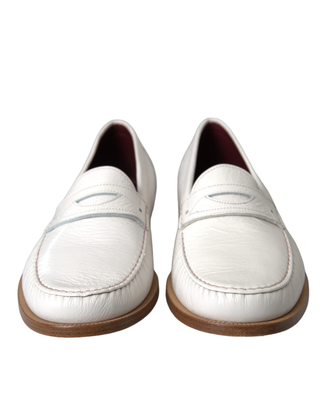 Dolce &amp;amp; Gabbana Vita Läder Slip On Mocassin Loafers Skor