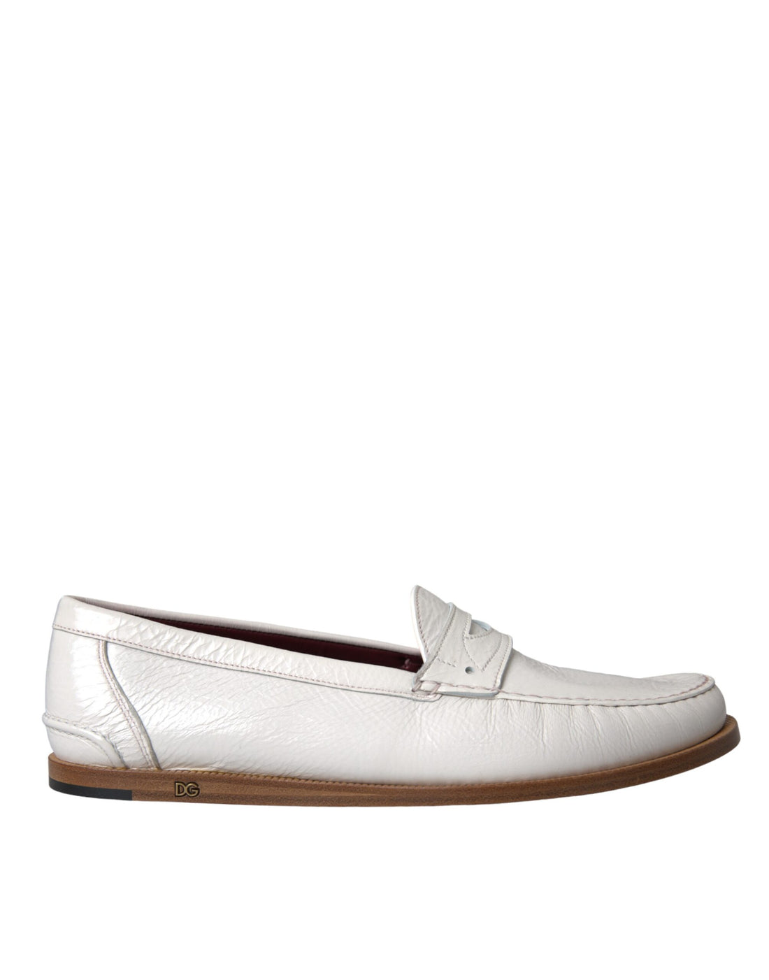 Dolce &amp;amp; Gabbana Vita Läder Slip On Mocassin Loafers Skor