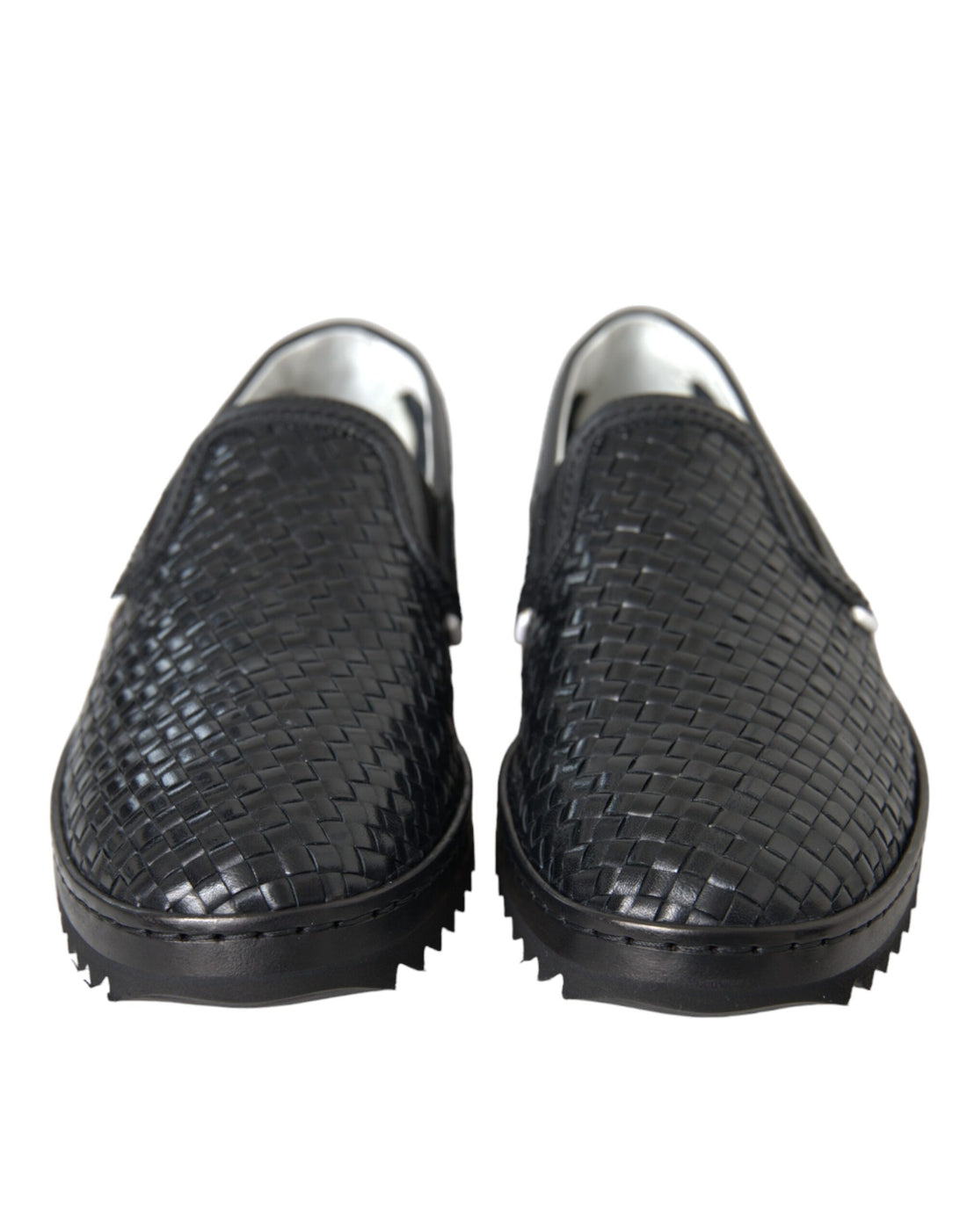 Dolce &amp;amp; Gabbana Svarta Vävda Buffalo Läder Loafers Herrskor