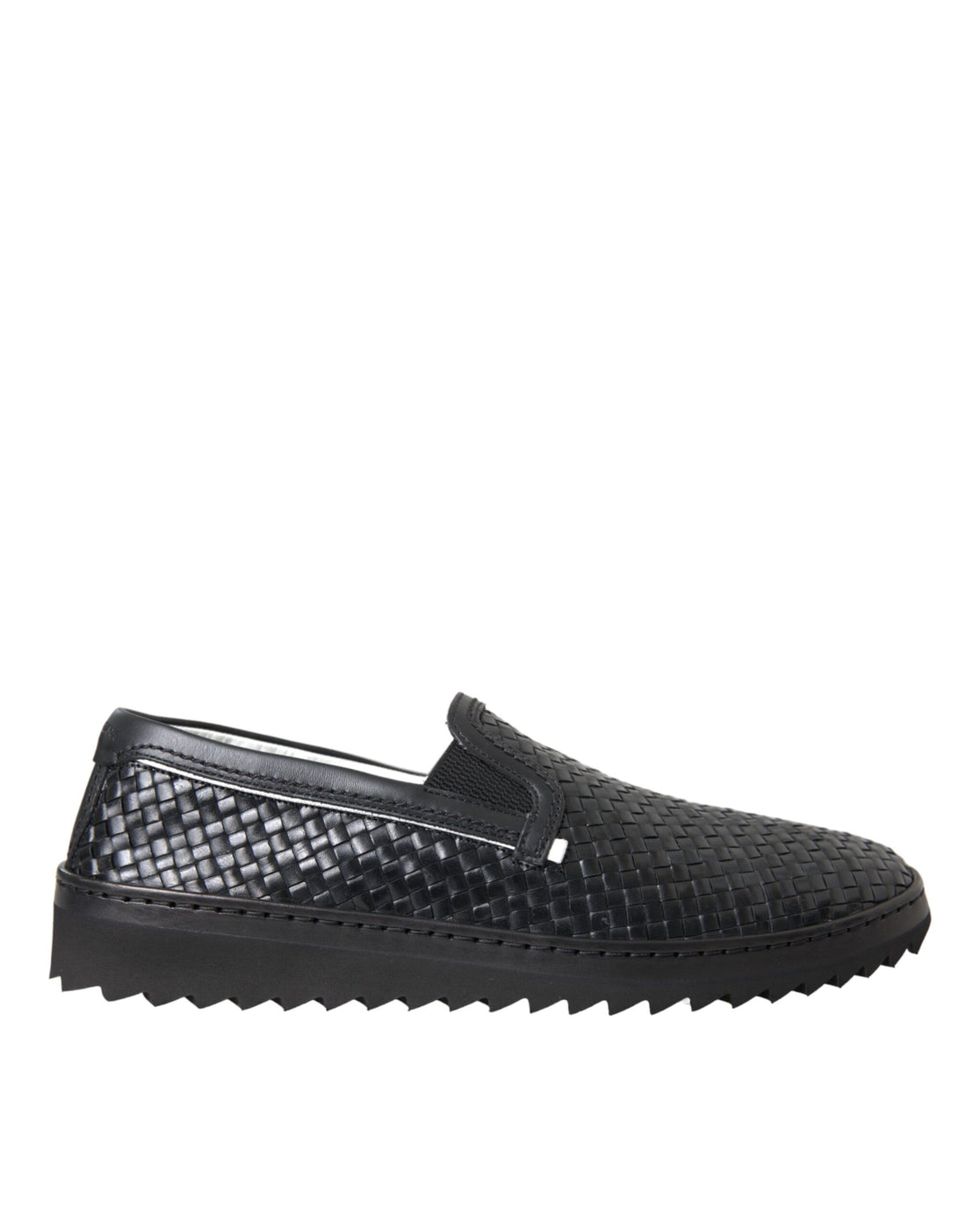 Dolce &amp;amp; Gabbana Svarta Vävda Buffalo Läder Loafers Herrskor