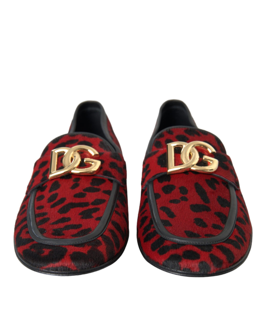 Dolce &amp;amp; Gabbana Röda Svarta Leopard DG Loafers Formella Herrskor