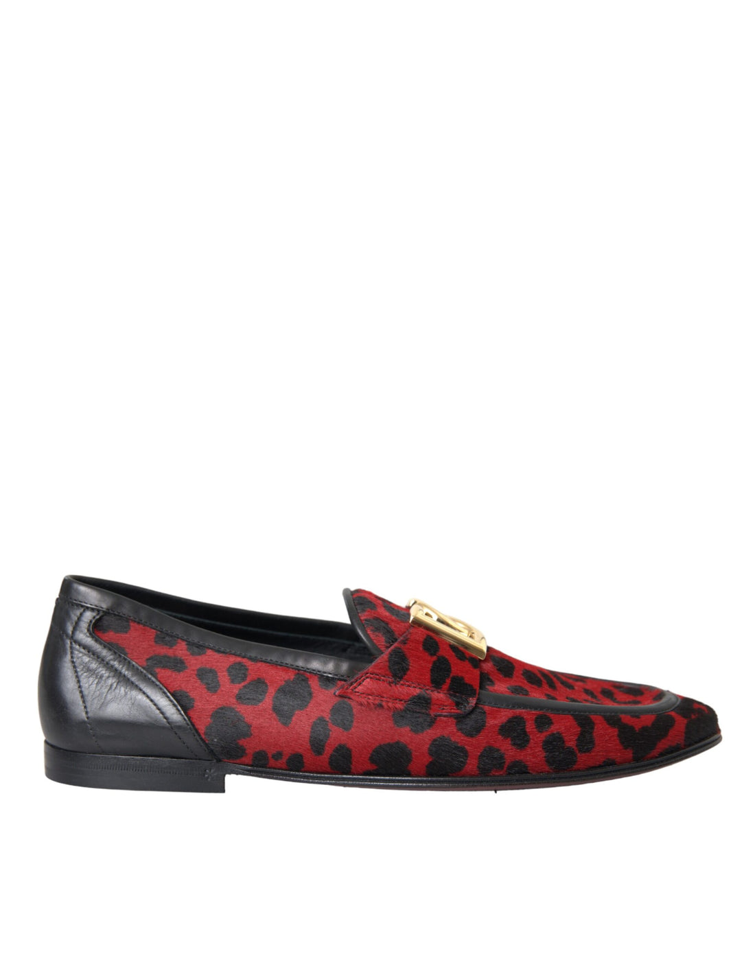 Dolce &amp;amp; Gabbana Röda Svarta Leopard DG Loafers Formella Herrskor
