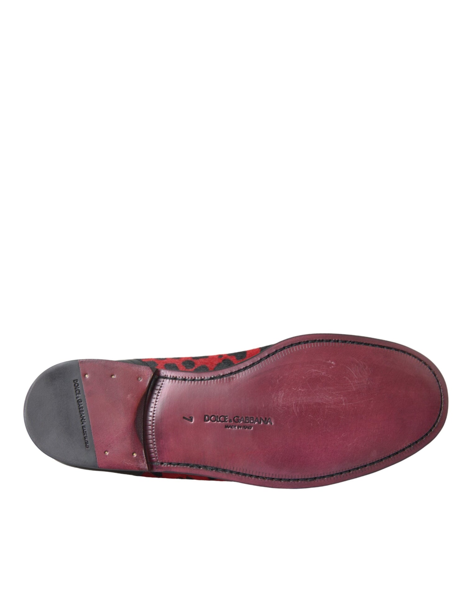 Dolce &amp;amp; Gabbana Röda Svarta Leopard DG Loafers Formella Herrskor