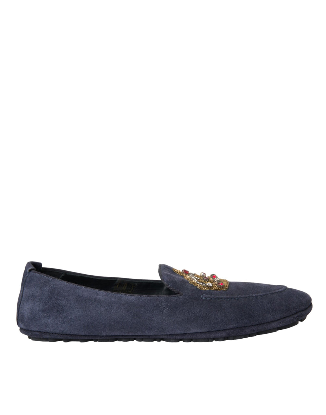 Dolce &amp;amp; Gabbana Blå Lädermocka Kristallkrona Loafers Skor