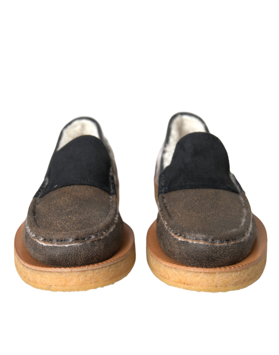 Dolce &amp;amp; Gabbana Bruna Svarta Päls Läderloafers Herrskor