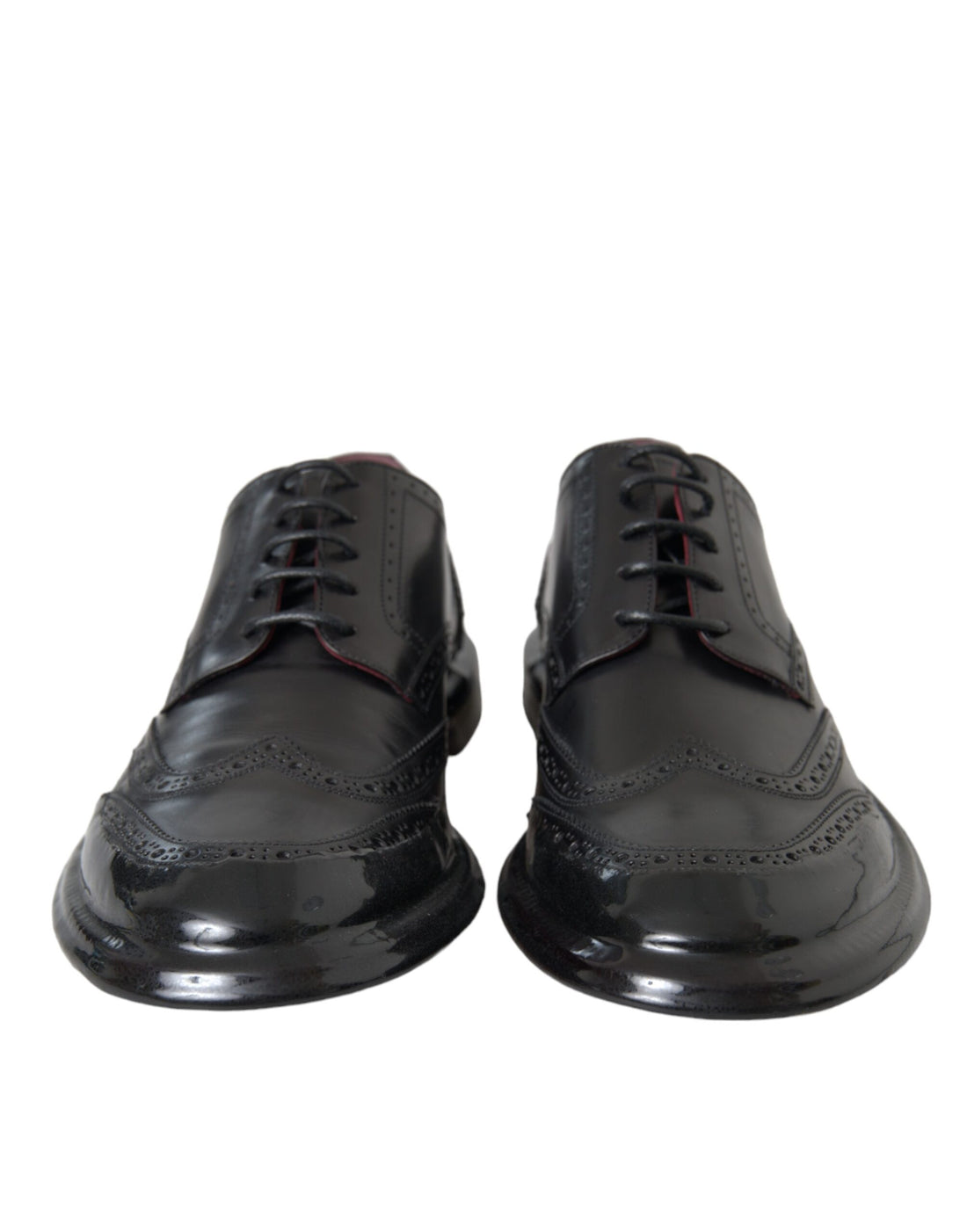 Dolce &amp;amp; Gabbana Svarta Oxford-skor i läder med vingspetsar och vingspetsar för män