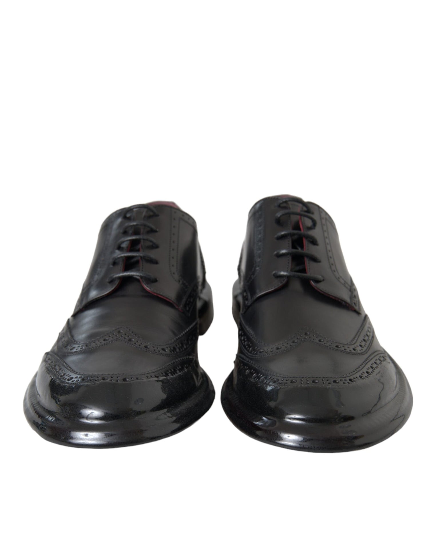 Dolce &amp;amp; Gabbana Svarta Oxford-skor i läder med vingspetsar och vingspetsar för män